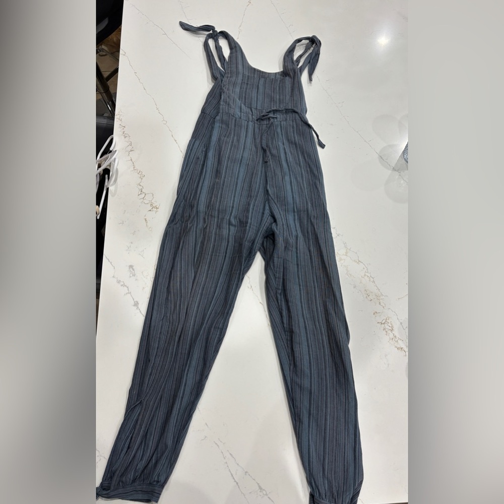 EARTHBOUND Blue and Black Striped Jumpsuit